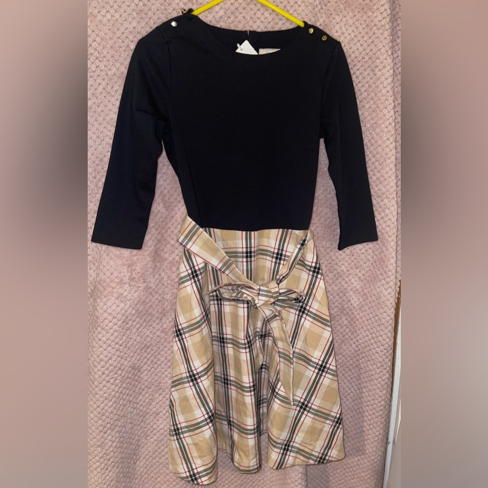 Hope and Henry 3/4 sleeve black and tan anelegant dress girls XL